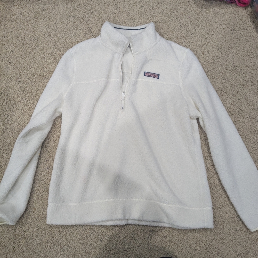 Women's Vineyard Vines White Fleece Pullover Sweater